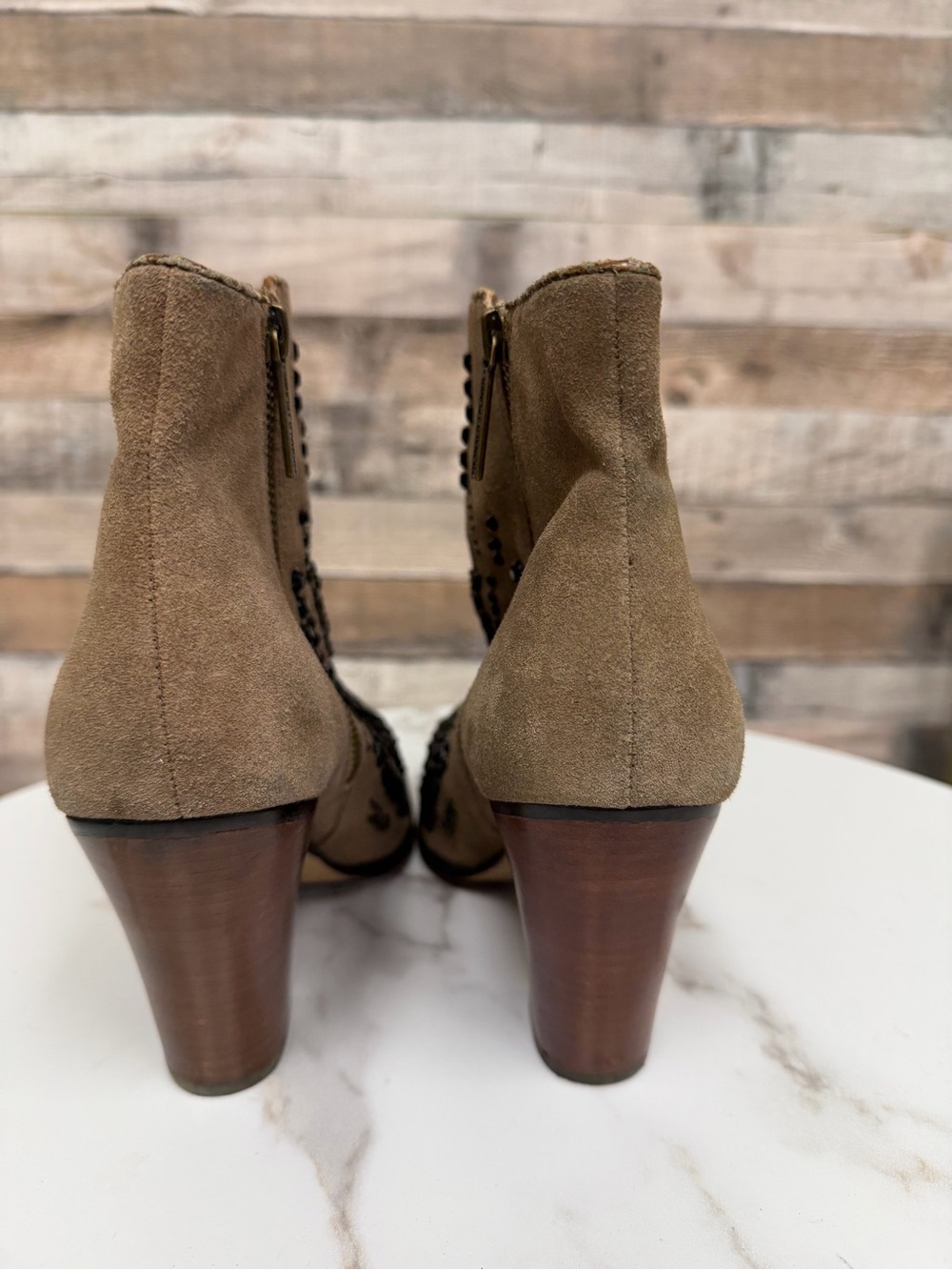 Donald Pliner brown with black embellishment western style bootie - Picture 7 of 7